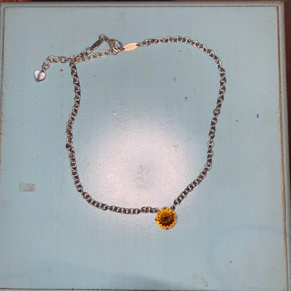 Authentic Sabika Necklace Choker Topaz Bright Yellow Gold Circle Pendant